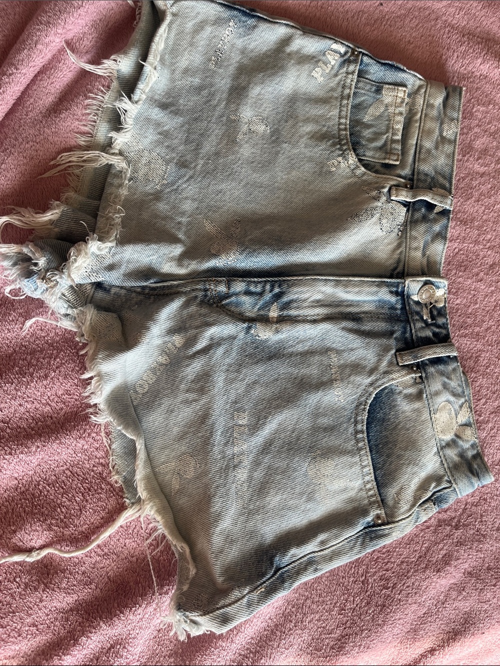 PLAYBOY Light Blue Distressed Denim Shorts